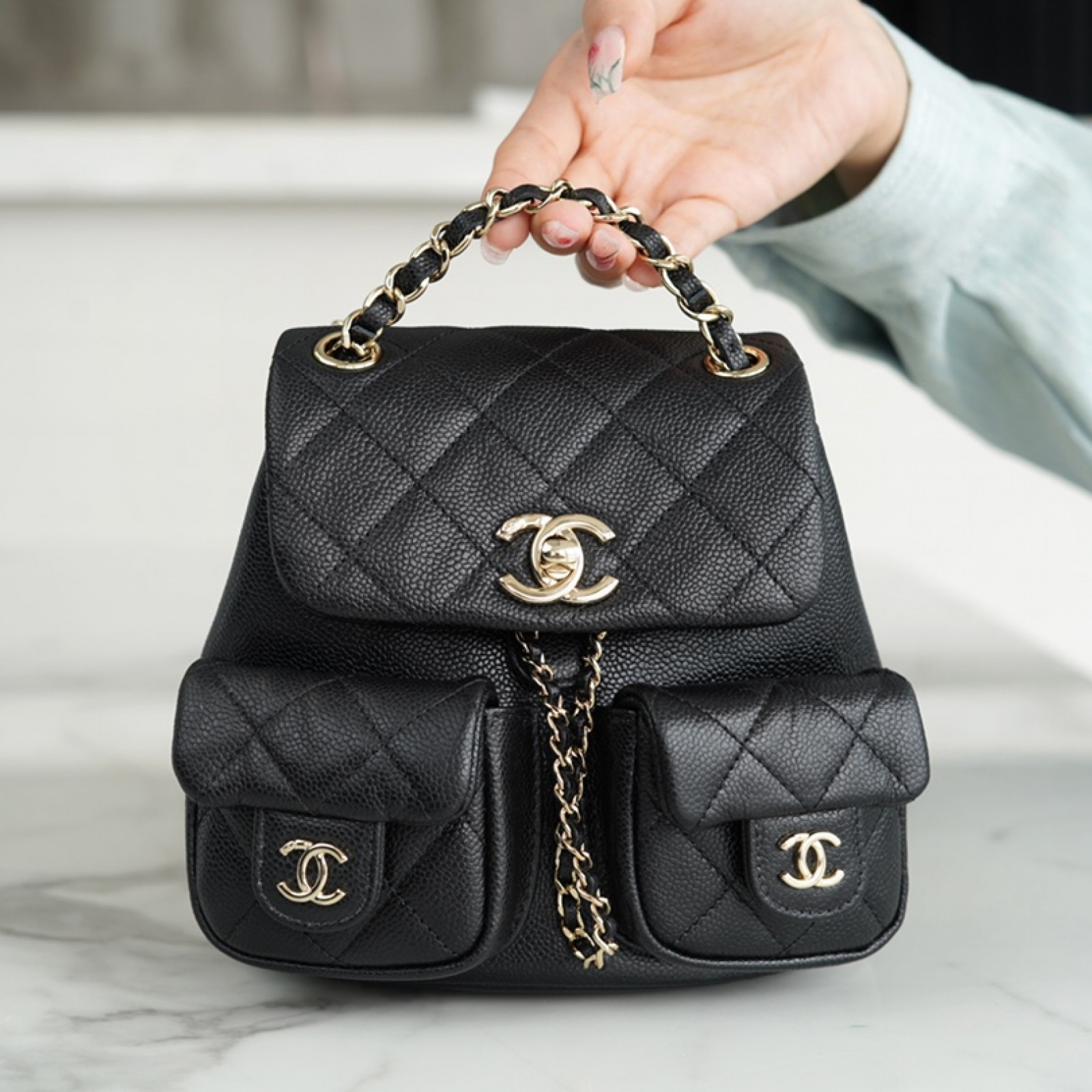 CHANEL MINI DUMA POCKETS DRAWSTRING BACKPACK  