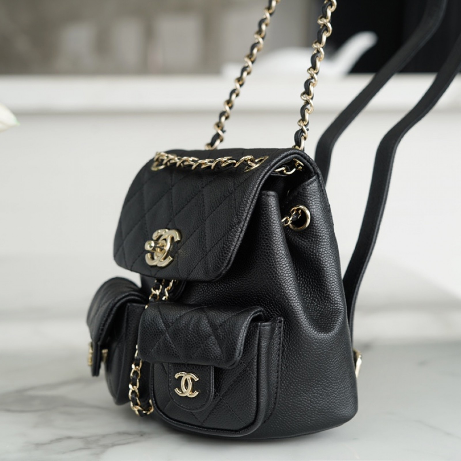 CHANEL MINI DUMA POCKETS DRAWSTRING BACKPACK  