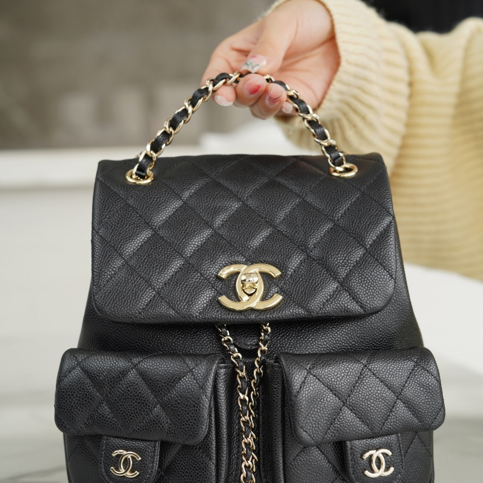 CHANEL LARGE DUMA POCKETS DRAWSTRING BACKPACK 