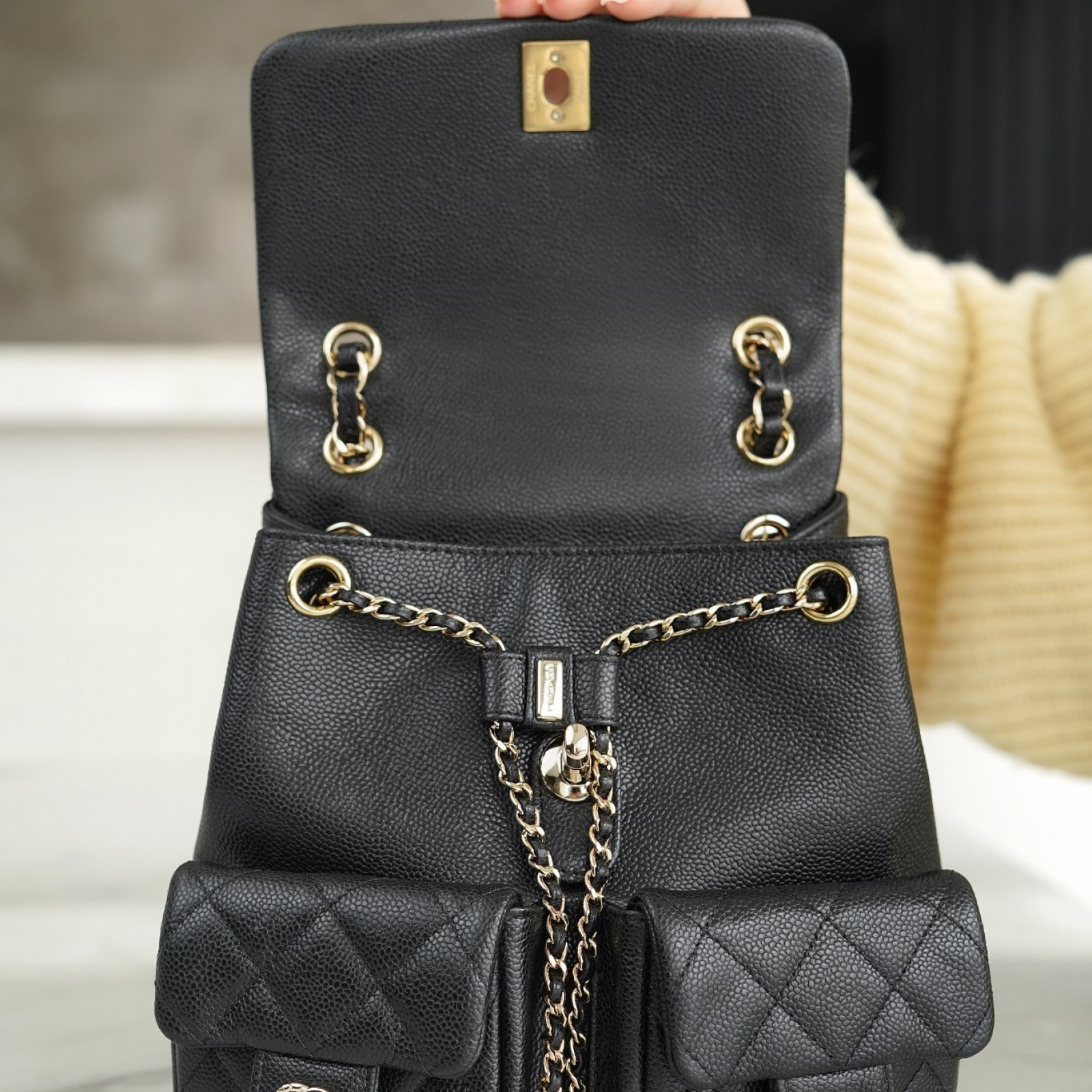 CHANEL LARGE DUMA POCKETS DRAWSTRING BACKPACK 