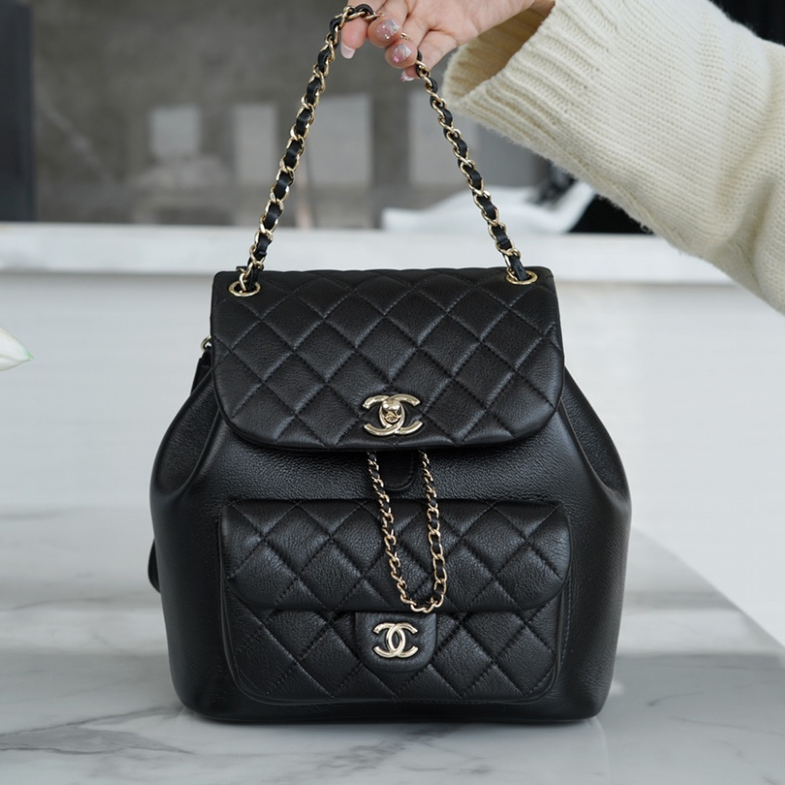 CHANEL SMALL DUMA DRAWSTRING BACKPACK BAG 