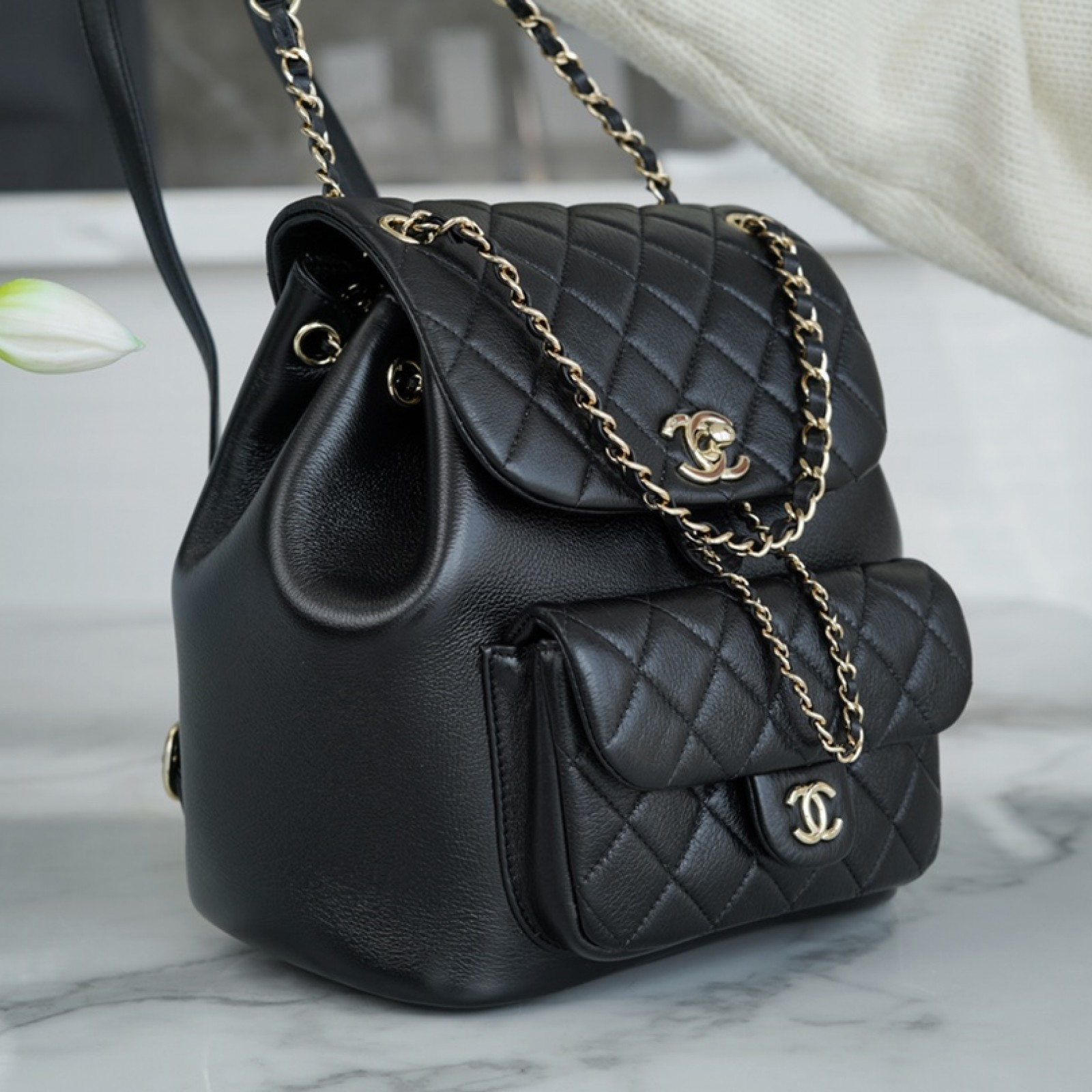 CHANEL SMALL DUMA DRAWSTRING BACKPACK BAG 