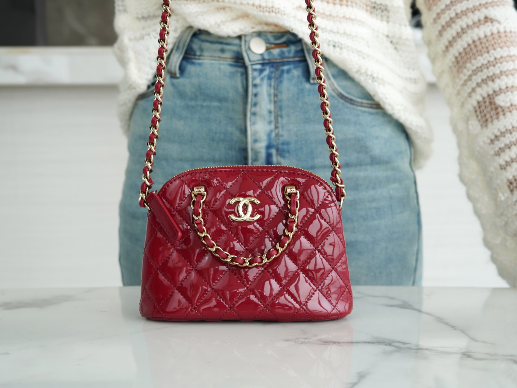 CHANEL SHINY COCO CLUTCH WITH CHAIN BAG