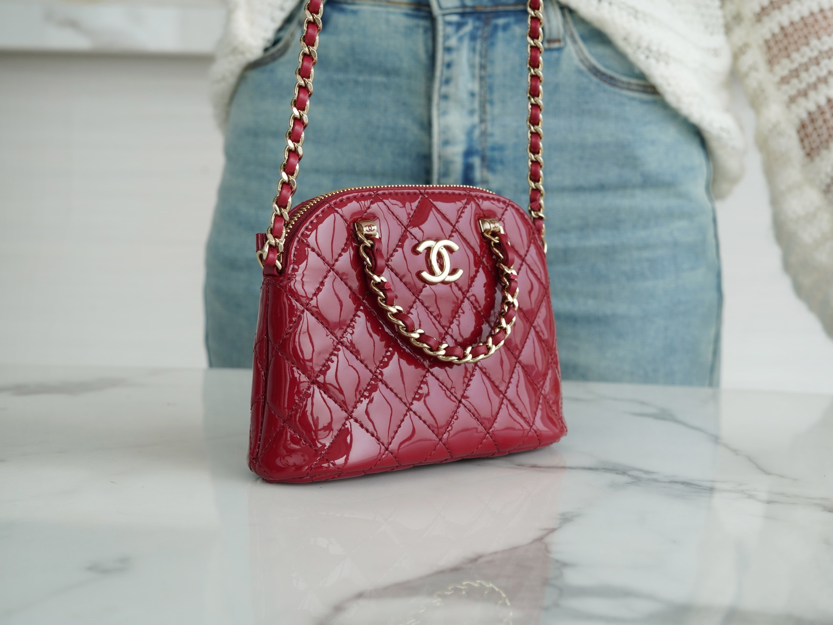 CHANEL SHINY COCO CLUTCH WITH CHAIN BAG