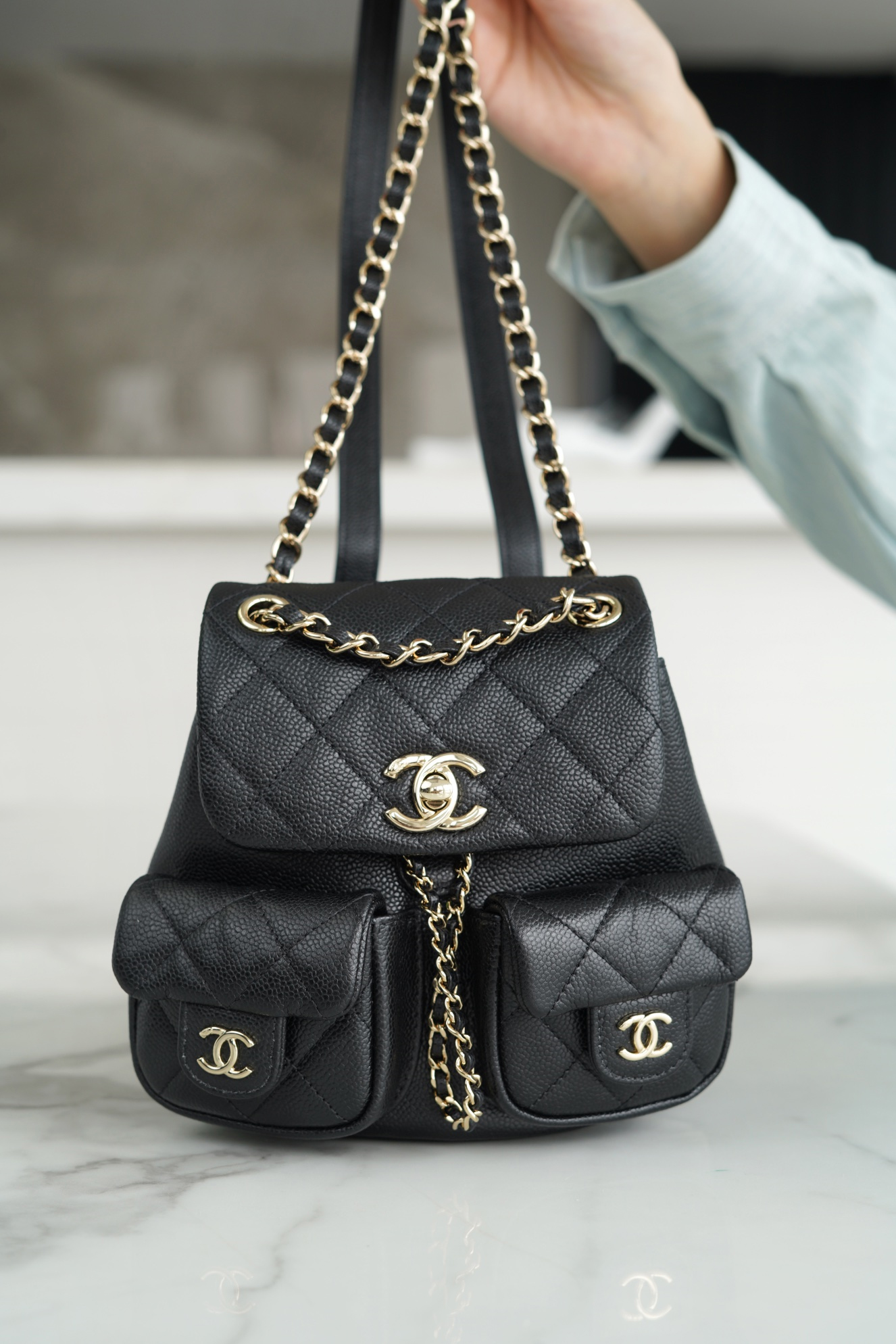 CHANEL MINI DUMA POCKETS DRAWSTRING BACKPACK  