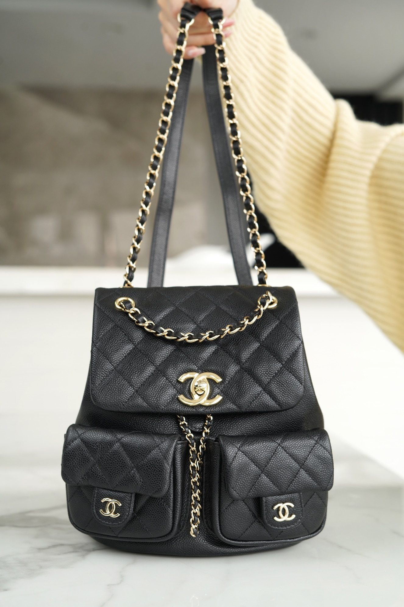 CHANEL LARGE DUMA POCKETS DRAWSTRING BACKPACK 