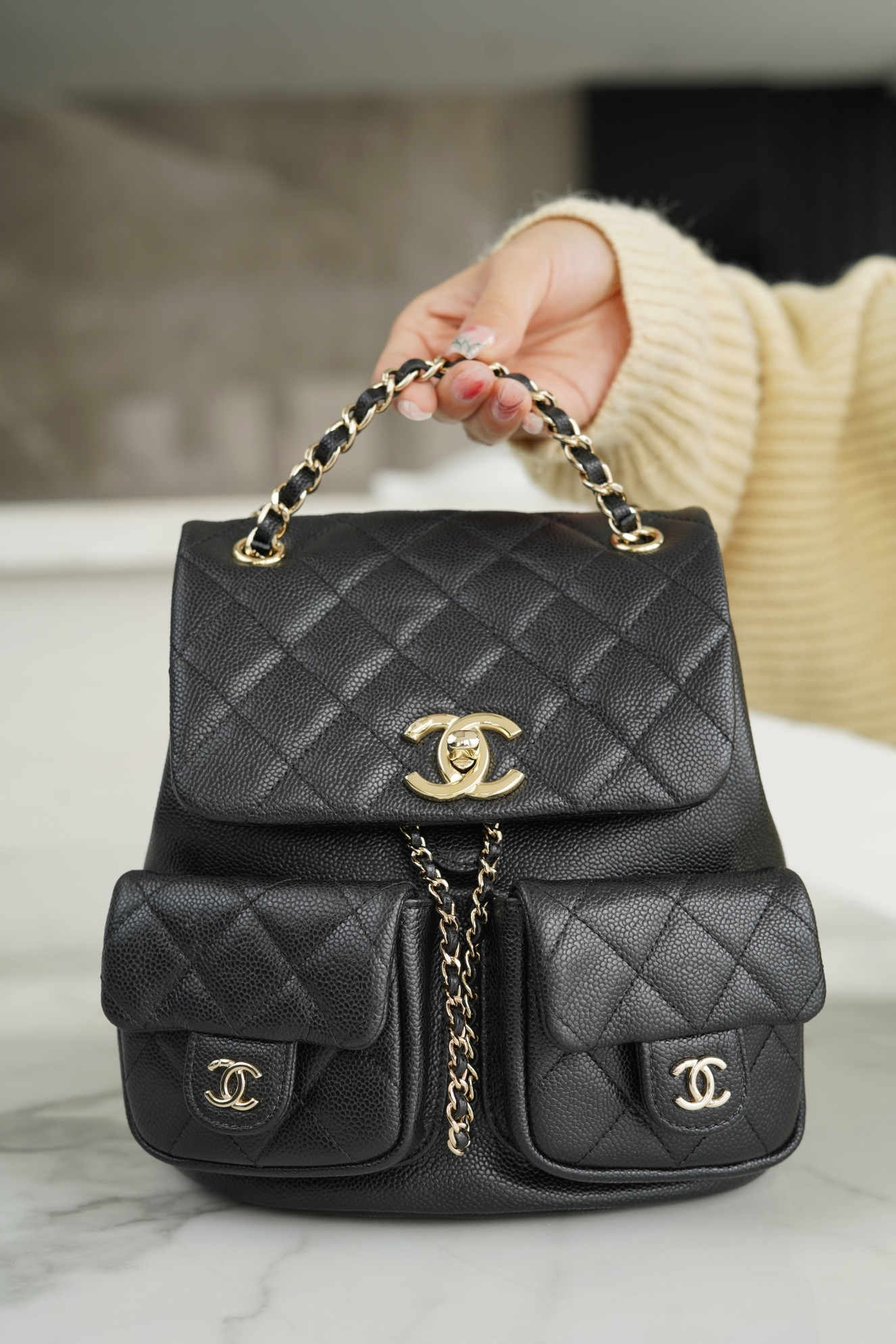 CHANEL LARGE DUMA POCKETS DRAWSTRING BACKPACK 